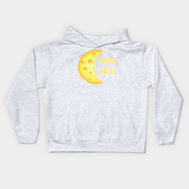 Nom Nom Cheese Moon Kids Hoodie by jdm1981